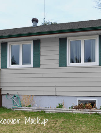 grey siding green shutters