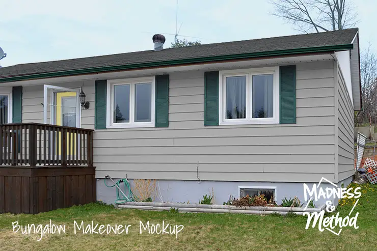 grey siding green shutters