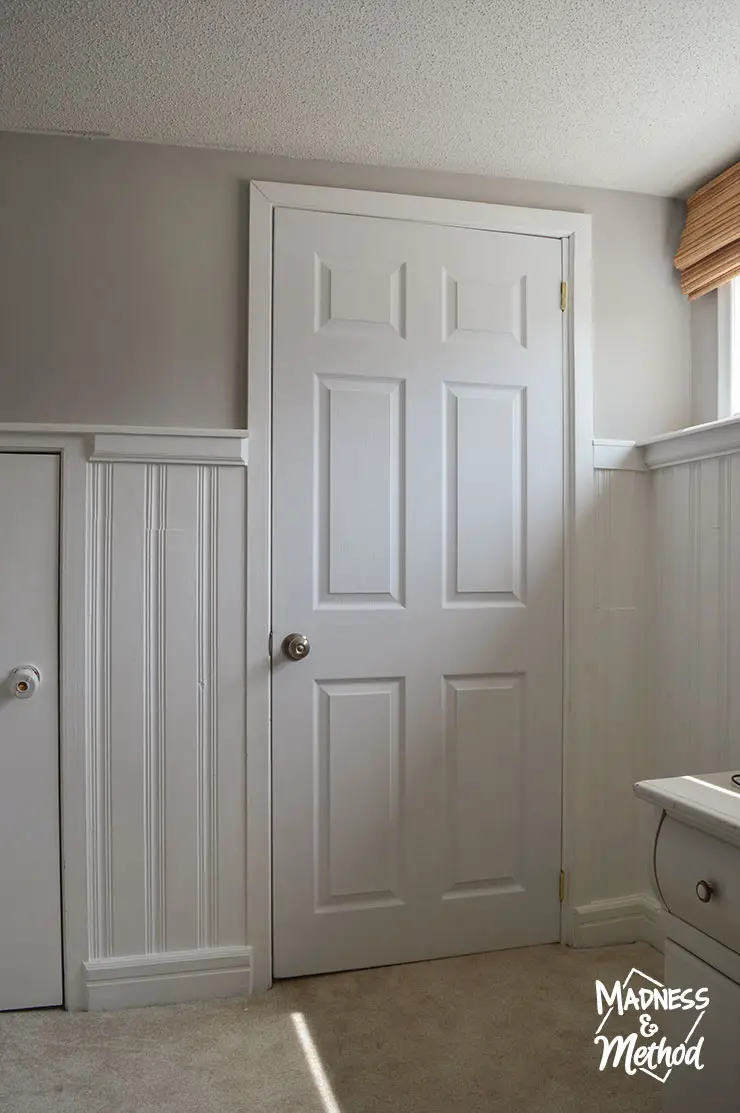 panel closet door in basement