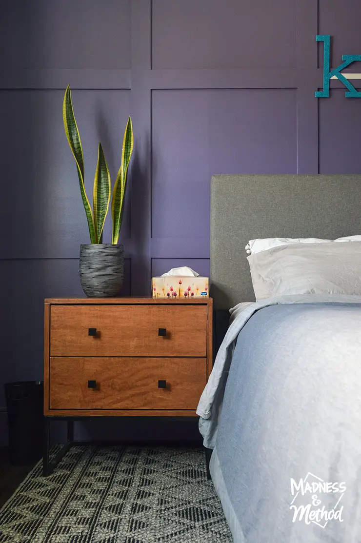 purple wall headboard