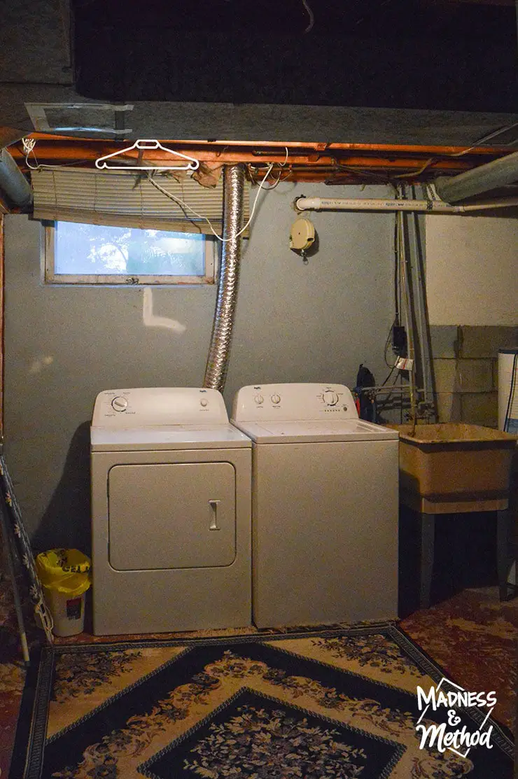 unfinished laundry room