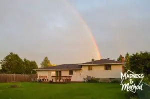 house with rainbow