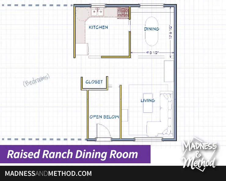 raised ranch dining room layout
