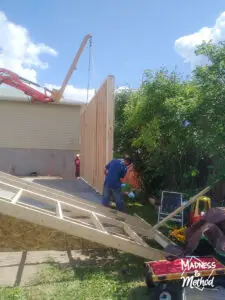 erecting garage wall
