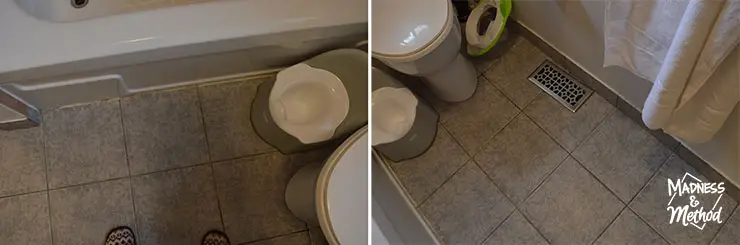 grey tiled bathroom floors