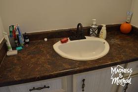How to Easily Spray Paint Bathroom Countertops - My Homier Home