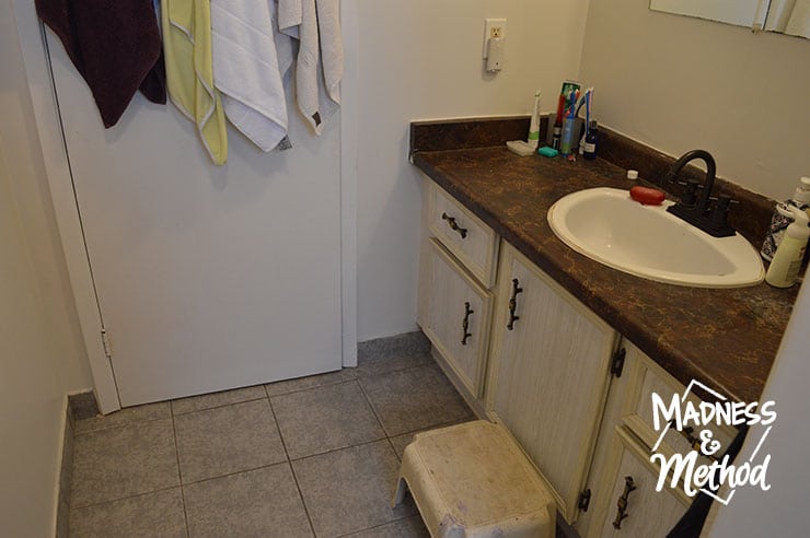 bathroom vanity area