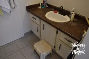 bathroom sink area