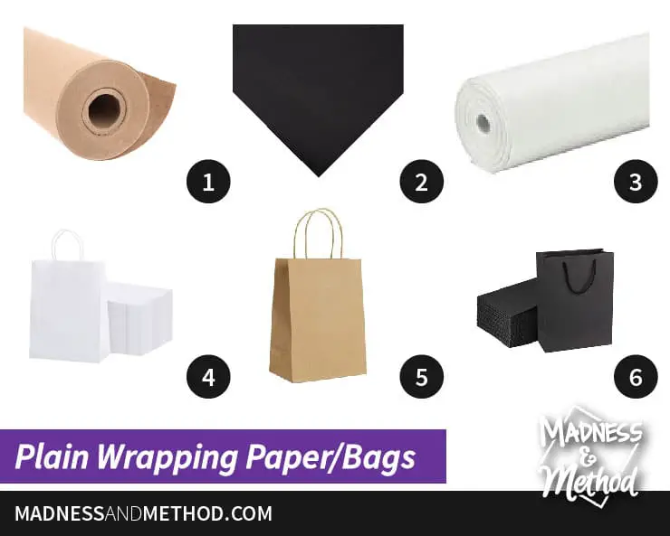 minimalist wrapping paper and bags