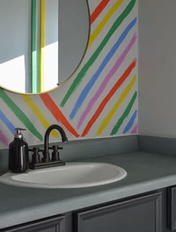 rainbow bathroom accent wall