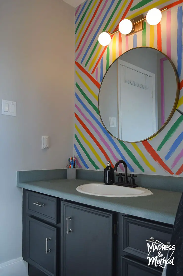 black vanity rainbow wall