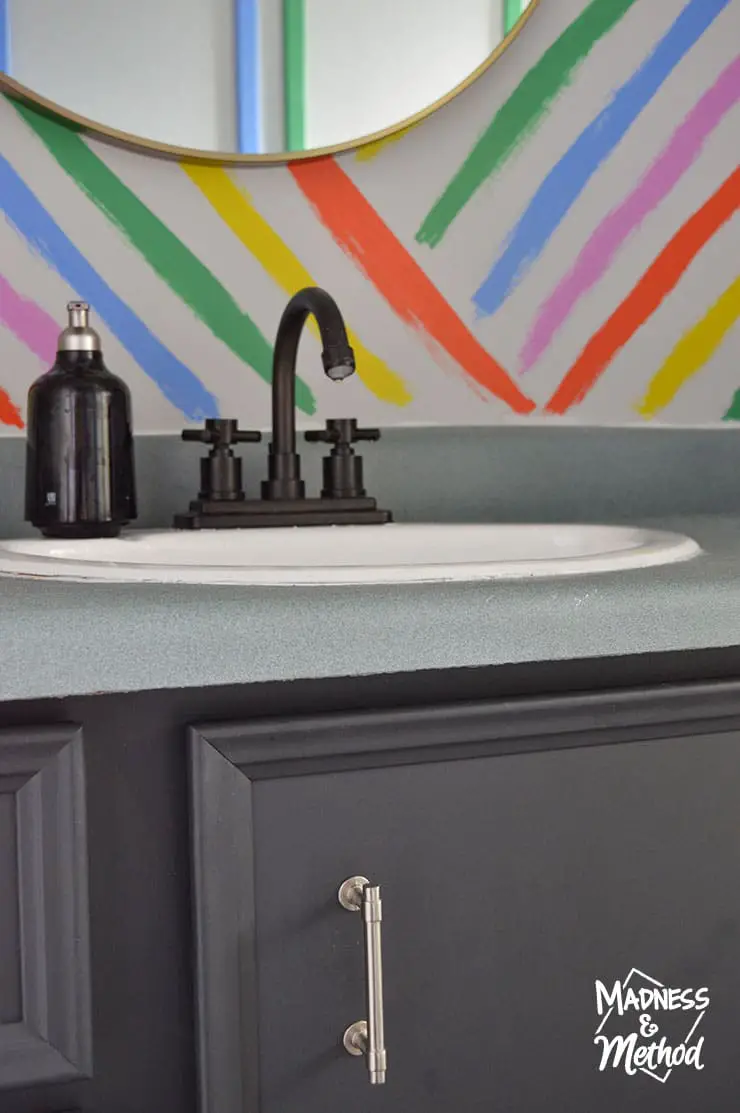 black vanity rainbow wall