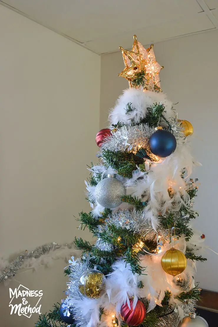 feather boas in christmas tree