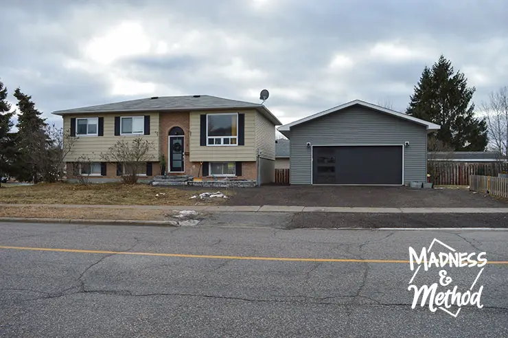 double car garage near raised ranch