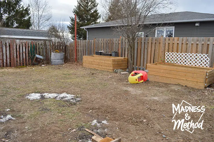 raised gardens in yard