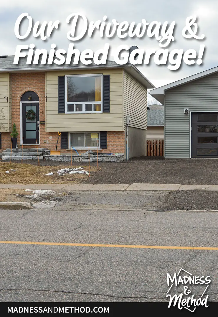 stone driveway and garage