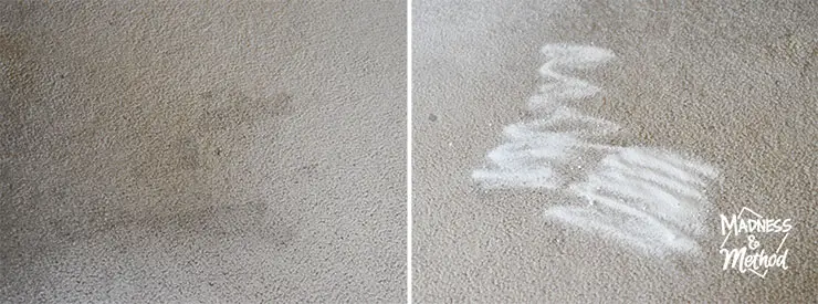 carpet stain then covered with white cleaner