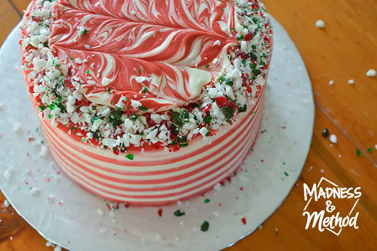 seasonal candy cane cake