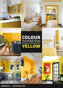 colour inspiration yellow text overlay with yellow rooms