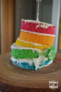 leaning rainbow cake