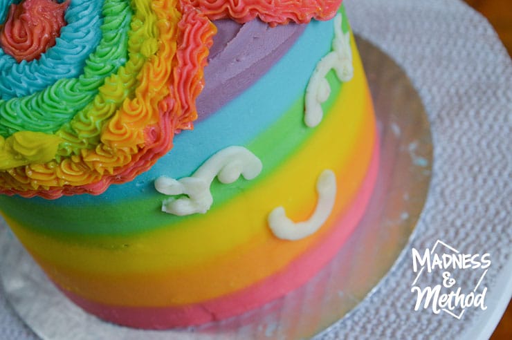 rainbow unicorn cake close up