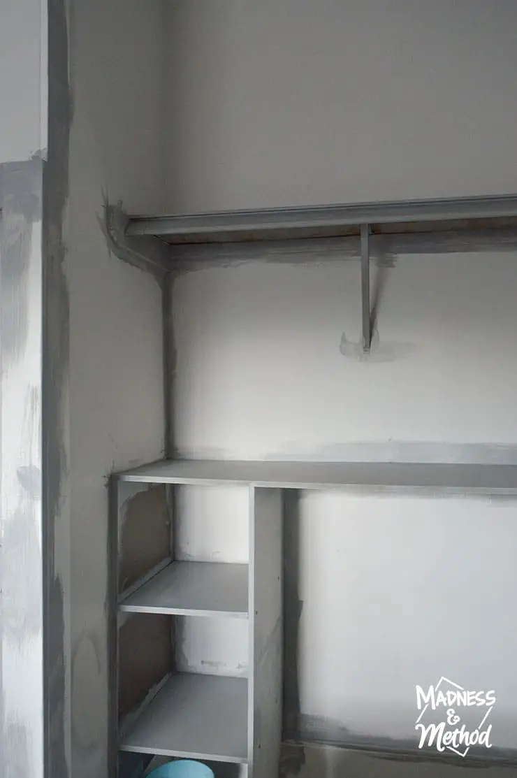 gray primed closet nook