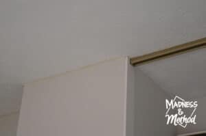 unpainted edges around the room