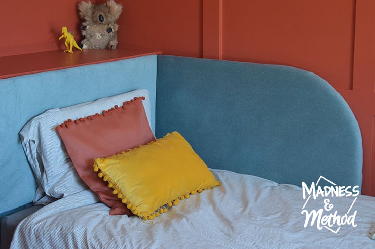 wraparound blue headboard