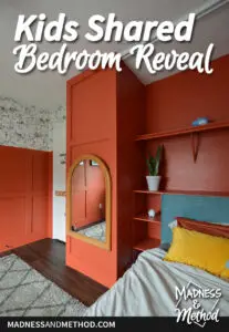 shared kids red bedroom reveal