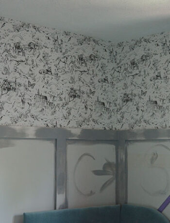 wallpaper above wainscoting