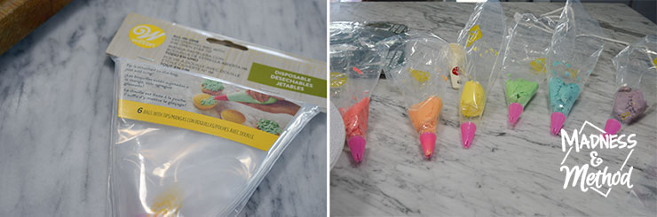 rainbow icing plastic bags