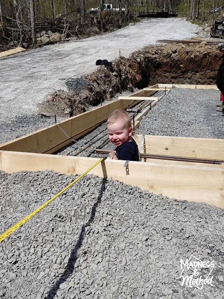 adding rebar to footing forms