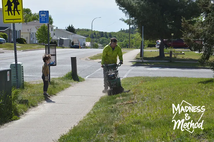 removing sod along sidewalk