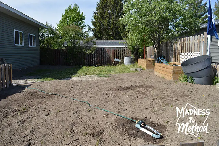 filling dirt in the yard