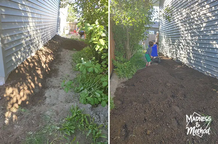 adding dirt behind garage