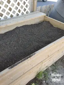 filled dirt in garden bed