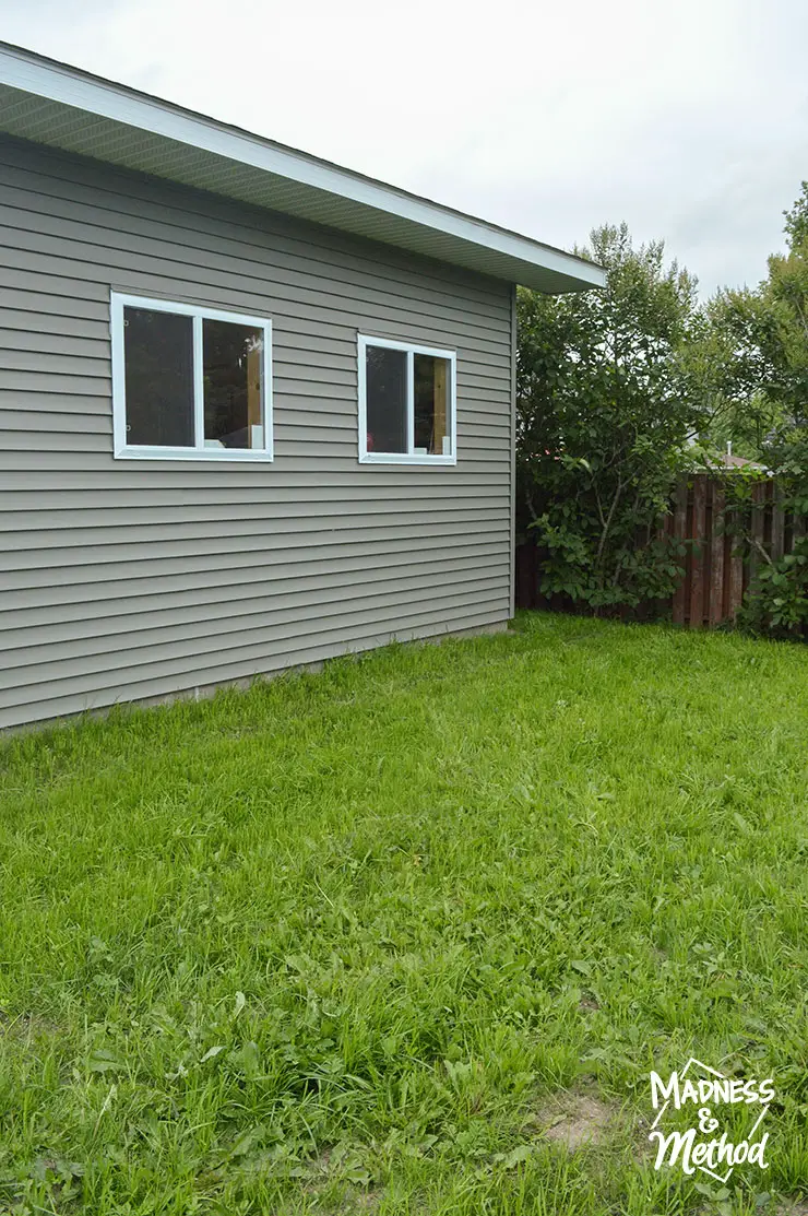 grass next to garage