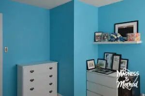 bright blue bedroom