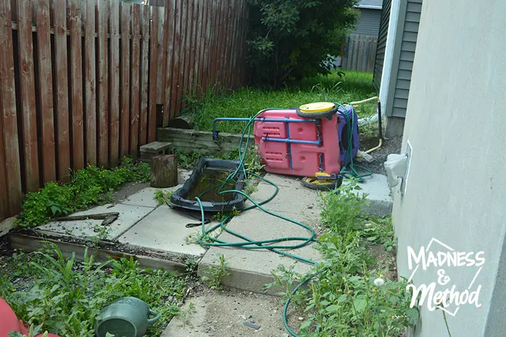 steps in narrow backyard