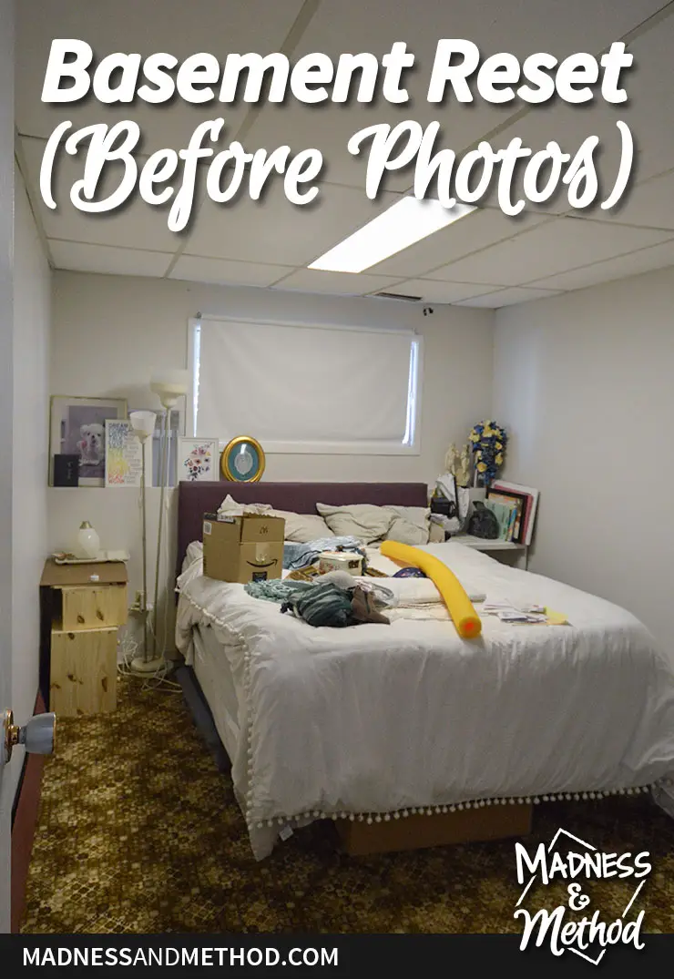 messy basement bedroom