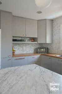 modern gray kitchen marble backsplash