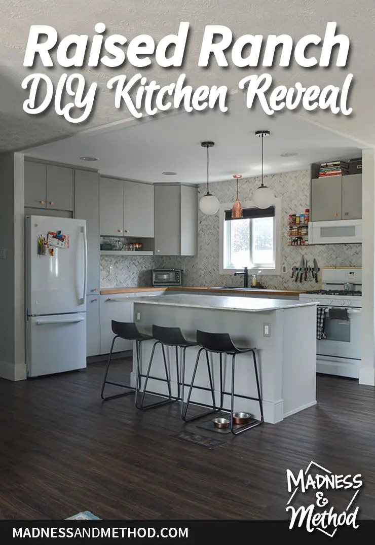 raised ranch diy kitchen reveal graphic