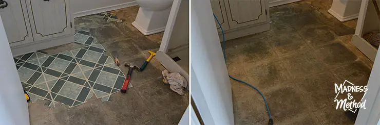 removing vinyl tiles