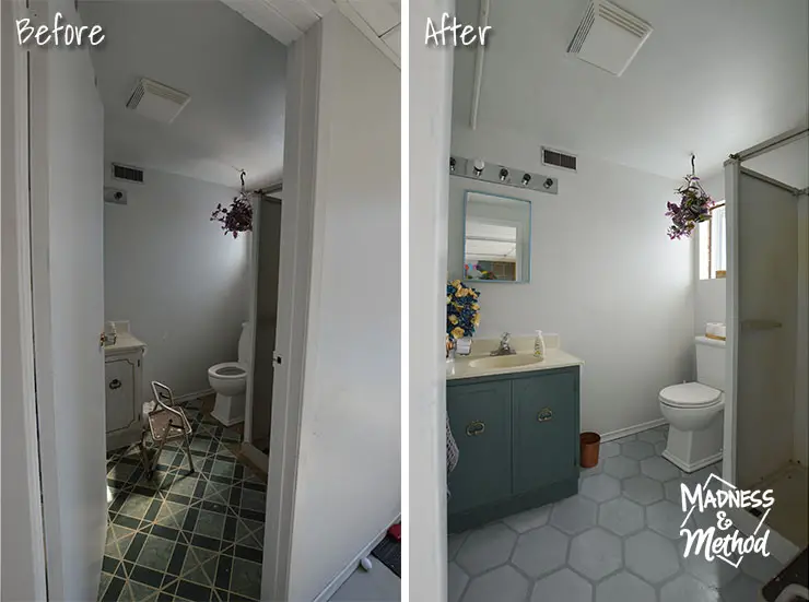 basement bathroom before after