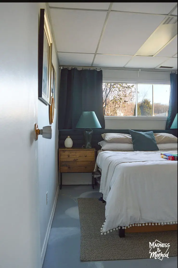 inviting basement guest bedroom