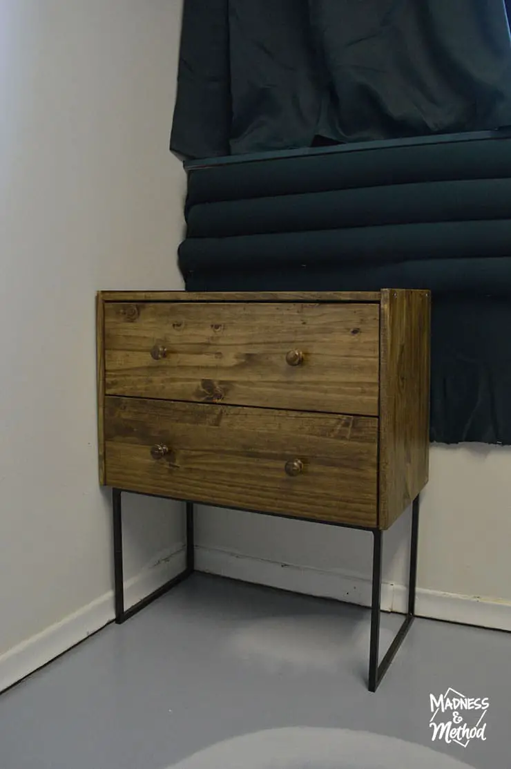 2 drawer nightstand on metal base