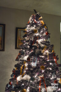 purple christmas tree with lights