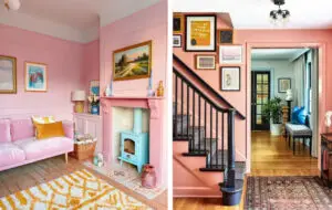 pink living space and hallway