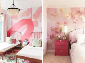pink murals in bedrooms