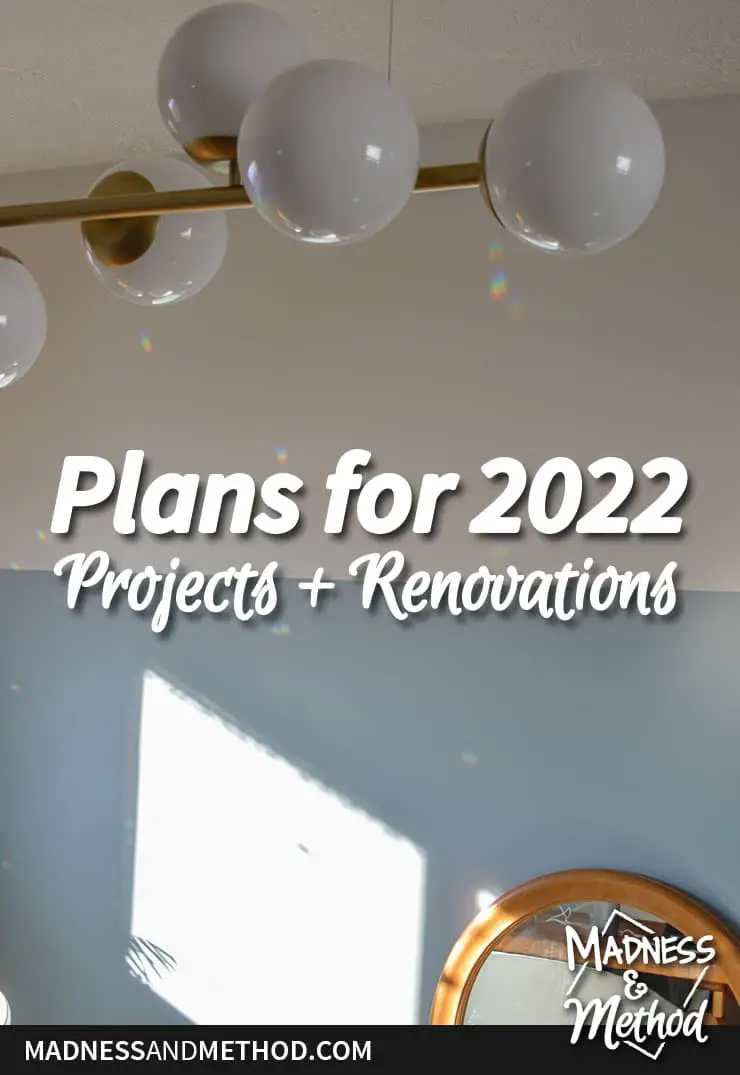 plans for 2022 text overlay on closeup of modern dining room globe fixture